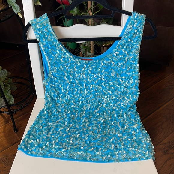 Jane Blue sparky tanktop with stretch - Picture 1 of 8